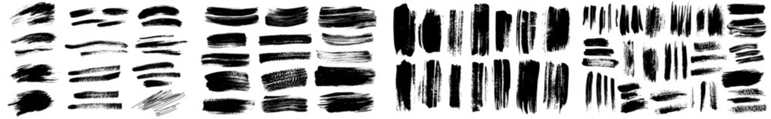 Poster - Set of chalk lines, charcoal strokes, underlines, crayons, brush lines and grunge texture. Hand drawn modern illustration isolated on white.