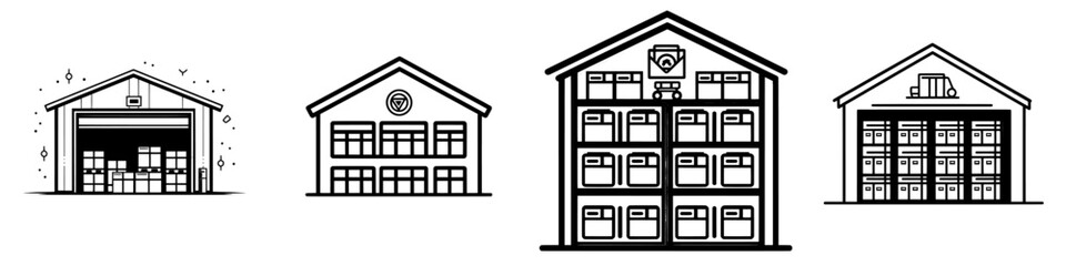 Poster - Sorting center icon line modern illustration template for warehouses
