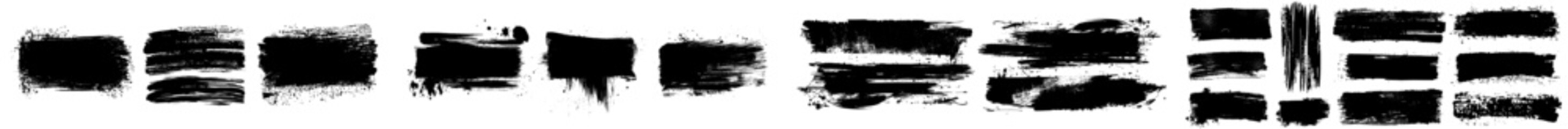 Aufkleber - A set of straight line modern brush strokes. Black hand drawn stripes. Chinese/Japanese calligraphy brushstrokes. Rough grungy thick paint line textures.