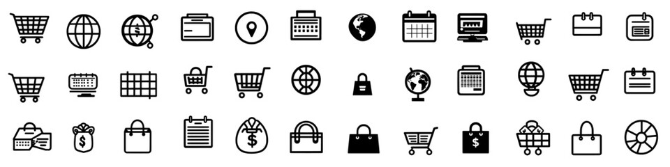 Poster - Modern shopping icons set in Adobe Illustrator. Online store symbol.rtf