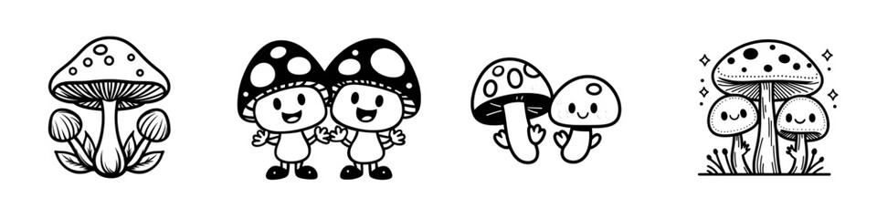 Aufkleber - Mushroom Illustration in a minimalistic style with simple lines