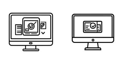 Poster - Modern design in trendy style for search folder data icons