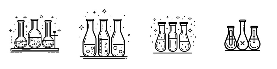 Fototapete - Icon line of test tube process in trendy design