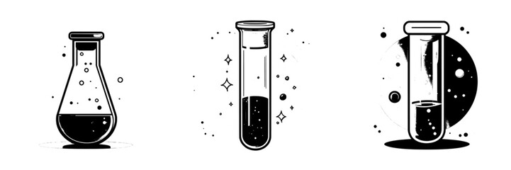 Fototapete - Solid modern design in a trendy style for test tube laboratory icons
