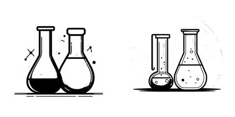 Aufkleber - Test tube flask icon line in trendy style