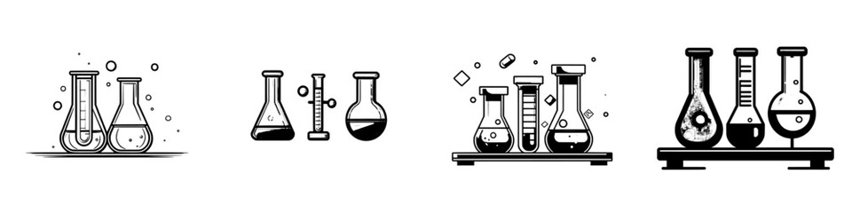 Fototapete - In a modern trendy style, the test tube process icon is solid and modern