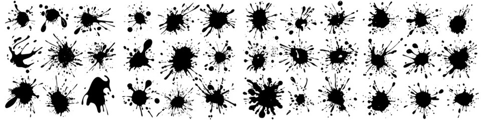 Aufkleber - This collection features a variety of shapes and splashes of black ink on a white background.