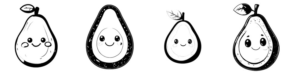 Aufkleber - Kawaii comic vegetable smiling, super cute and playful food illustration. Outlined drawing, flat modern illustration on white.