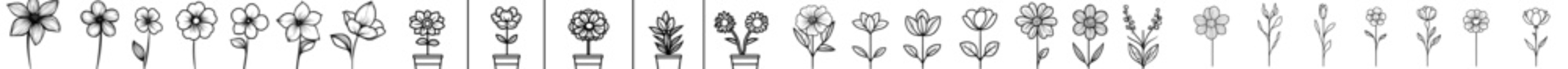Aufkleber - Unique floral modern designs are highlighted in this collection, highlighting different types of flowers suitable for different art and design projects, along with flower buds