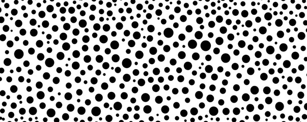 Poster - Suitable for fabric printing with black and white hand-drawn dots. Set of 5 seamless polka dots patterns.