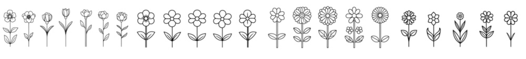 Leinwandbilder - set of flower illustrations, simple flowers, abstract floral designs, decorative flowers, modern flo