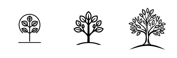 Poster - On a white background, there is a black and white outline of a tree.