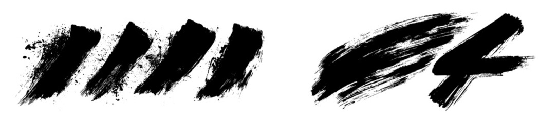 Leinwandbilder - Artistic grunge textured striped brush stroke border in black ink. An expressionistic dark, mysterious shape suitable for texture frame designs, backgrounds and plaque banners.
