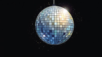 Disco ball isolated on transparent background glitters png