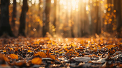 Wall Mural - the background is an autumn park, a blurred backdrop of yellow trees