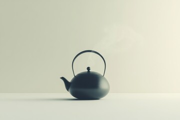 Poster - A kettle emits delicate steam against a soft, muted backdrop, suggesting warmth and a peaceful atmosphere at home. Generative AI