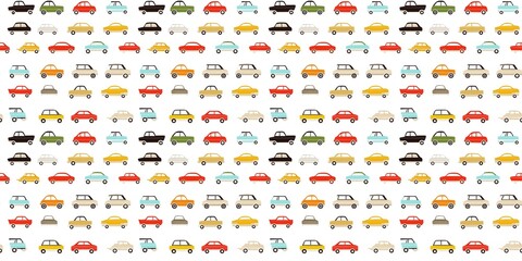 Dynamic car pattern with detailed vehicles and vibrant designs. seamless background pattern