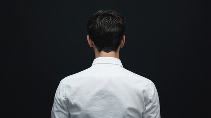 Canvas Print - Man in plain white shirt viewed from behind with room for text