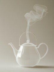 Aufkleber - A tea kettle emits delicate steam curls into the air, set against a soothing, muted backdrop that enhances a sense of calm and comfort. Generative AI