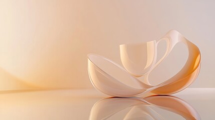 Leinwandbilder - Delicate cup and spoon shapes create an elegant composition, enhanced by warm, inviting ambient light reflecting off a smooth surface. Generative AI