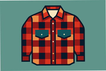 Wall Mural - Flannel Shirt vector art illustration