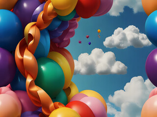 Wall Mural - Colorful balloons flying in the air