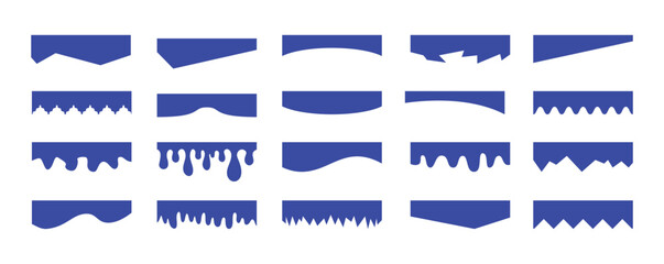 Wall Mural - Separators shapes for website presentation set. Curve Lines, Wave, Drops and triangular dividers for Top or Bottom Page. Frame of header