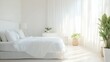 © ALIS ST - Modern bedroom with clean white decor and stylish furniture, no people, space for copy text