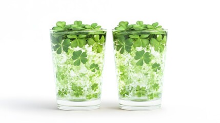 Refreshing clover leaf drinks in glasses with crushed ice