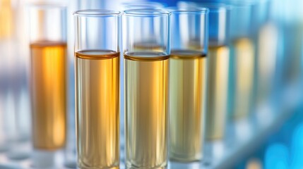 test tubes containing urine in medical color palettes illustrating laboratory analysis and ph contro