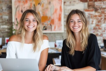 Young Women Collaborating on Graphic Design Project