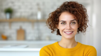 Smiling Woman in Cozy Setting