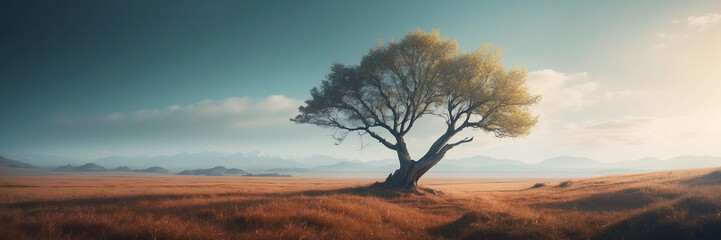 Wall Mural - a vibrant tree against a clear sky