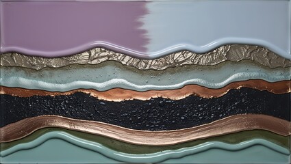 Poster - Abstract Landscape with Metallic Accents