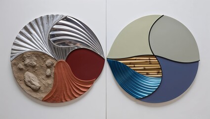 Canvas Print - Circular Wall Panels:  Organic Shapes and Textures