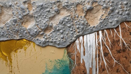 Wall Mural - Abstract Textured Art with Silver and Gold