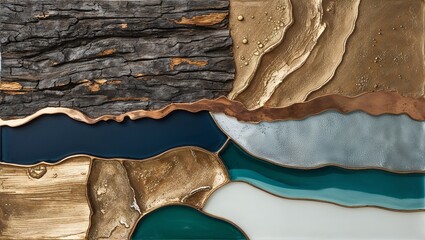 Wall Mural - Abstract Wall Art with Wood and Metal