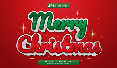 Wall Mural - red and green merry christmas editable text effect. suitable for festive holiday designs and greetin