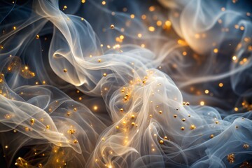 Wall Mural - golden light and sparkling smoke in abstract artistic photograph