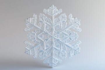 Beautiful shiny white snowflake 3d render, realistic model of snow