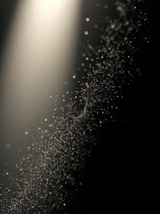 Organic dust particles floating in light ray on black background glittering sparkling flickering glowing glitter dust particle Ultra realistic 