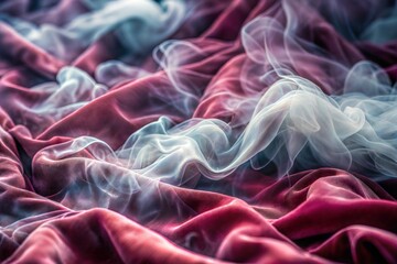 Wall Mural - white smoke flowing over deep pink velvet fabric in abstract composition