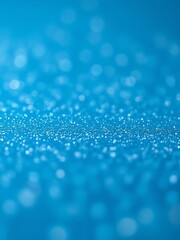 Macro photography, water droplets, blue background, bokeh effect, shimmering surface, tiny spheres, liquid texture, condensation, dew drops, iridescent reflections, vibrant cyan, high contrast, shallo