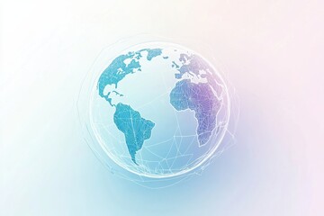 Poster - This design showcases a minimalist globe, highlighting international travel and global connections among continents. Generative AI