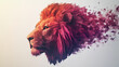 © Paul Peery - Majestic Low-Poly Lion with Red and Purple Geometric Fragmentation Art