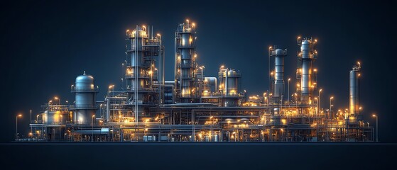 Fototapete - Indepth vector illustration of a gas plant featuring a detailed refinery layout with two layers, highlighting essential components of industrial processes