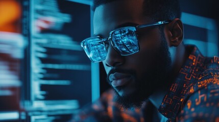 Cybersecurity Professional Working Late