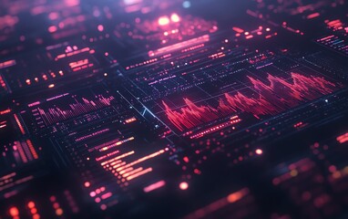 Leinwandbilder - 3D rendering of a financial analysis interface showcasing analytical charts and graphs, modern design, vibrant visuals, techinspired aesthetics