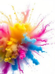 Color dust splash cloud on white background launched colorful particles on background glitter dust particle Ultra realistic 