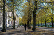Unrecognizable people walk the Southern Promenade during autumn in Norrköping, Sweden. The Promenades in Norrkoping were inspired by Ringstrasse in Wien and the boulevards in Paris.